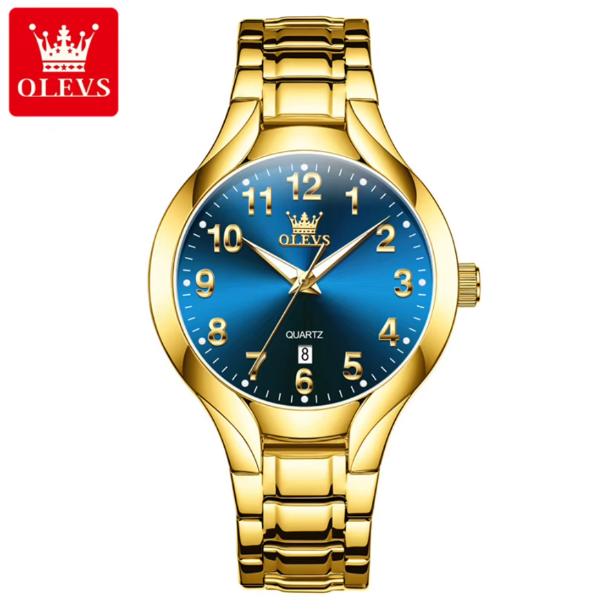 Montre Royale Élégante avec Bracelet en Acier Doré